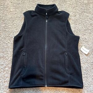 Amazon Essentials Black Fleece Vest Large Full Zip Recycled Polyester